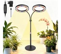 Corpower Lampada per Piante LED, Doppia Testa Grow Light con Timer 3/9/12H | Altezza Regolabile 24-60 cm Luce da Crescita per Piante da Interno, 3 Modalità Luce & 10 Livelli Luminosità