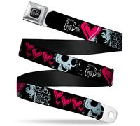 Corpse Bride Belt, Seatbelt Buckle Belt, Corpse Bride Emily Hearts and Skull Bla