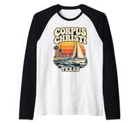 Corpus Christi State Texas TX Barca a Vela Vintage Maglia con Maniche Raglan