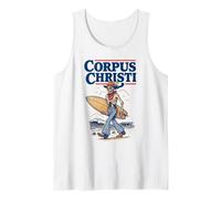 Corpus Christi Surf Retro Skeleton Cowboy Surfing Texas Canotta