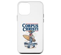Corpus Christi Surf Retro Skeleton Cowboy Surfing Texas Custodia per iPhone 12 mini