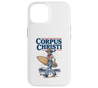 Corpus Christi Surf Retro Skeleton Cowboy Surfing Texas Custodia per iPhone 14