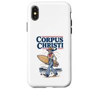 Corpus Christi Surf Retro Skeleton Cowboy Surfing Texas Custodia per iPhone X/XS