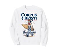 Corpus Christi Surf Retro Skeleton Cowboy Surfing Texas Felpa