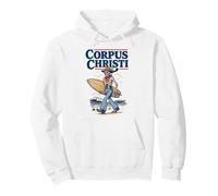 Corpus Christi Surf Retro Skeleton Cowboy Surfing Texas Felpa con Cappuccio