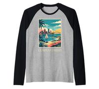 Corpus Christi, Texas, Retro, Vendemmia, Orizzonte, Baia, Città Maglia con Maniche Raglan