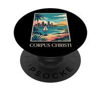 Corpus Christi, Texas, retro, vendemmia, orizzonte, baia, città PopSockets PopGrip Adesivo
