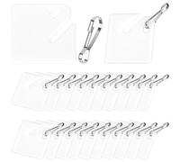 Correa Etichette da Appendere in Plastica con Fessura da 100 Pezzi Etichette da Appendere con Moschettoni in Metallo Etichette per Chiavi Bianche Etichette per Chiavi Quadrate Vuote