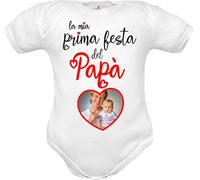 Corredino Neonato Body con frase la mia prima festa del papà e della mamma in manica corta e lunga di caldo cotone (Body festa papà personalizzato, 00: 0-3 mesi)