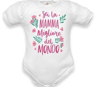 Corredino Neonato Body mamma per neonata in cotone a maniche corte con frase sei la mamma migliore del mondo regalo nascita neonata, compleanno e festa della mamma 0 mesi