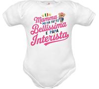 Corredino Neonato body neonata femmina 0 mesi divertenti frase Inter Mamma mi ha fatto bellissimo e papà Interista (Body inter bimba, 0-3 mesi)