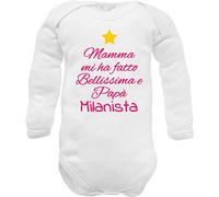 Corredino Neonato body neonata Manica lunga caldo cotone divertenti frase rosa Mamma mi ha fatto bellissima e papà Milanista milan Bella 13CC: 3-6 mesi