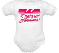 Corredino Neonato body neonata mezza manica Lazio nascita con frase È nata un'Aquilotta - frase divertente - idea regalo tifoso calcio (Aquilotta, MM 03: 3-6 mesi)