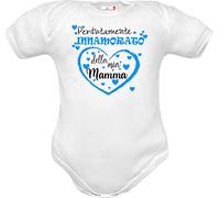 Corredino Neonato - Body Neonato Frase Perdutamente Innamorato della Mamma - Cotone 100% Made in Italy - Idea Regalo Festa della Mamma Nascita Battesimo - Body Azzurro Manica Corta