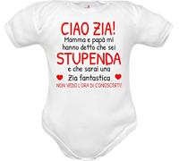 Corredino Neonato Body Neonato Zia, Cotone Jersey, Messaggio zia, da 0 mesi a 6 mesi, Bianco con frase sarai una Zia meravigliosa (body neonato zia, 3-6 mesi)