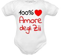 Corredino Neonato body per neonati cotone frase 100% amore degli manche corte o in caldo cotone manica lunga set con bavetta cappello e tutine (body Zii Bianco manica corta, 0-3 mesi)
