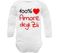 Corredino Neonato body per neonati cotone frase 100% amore degli manche corte o in caldo cotone manica lunga set con bavetta cappello e tutine (body Zii Bianco manica lunga Caldo Cotone, 3-6 mesi)