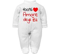 Corredino Neonato body per neonati cotone frase 100% amore degli manche corte o in caldo cotone manica lunga set con bavetta cappello e tutine (tutina caldo cotone Zii, 0-3 mesi)