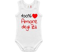 Corredino Neonato body per neonati cotone frase 100% amore degli manche corte o in caldo cotone manica lunga set con bavetta cappello e tutine (Body Zii canotta di cotone, 0-3 mesi)