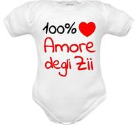 Corredino Neonato body per neonati cotone frase 100% amore degli manche corte o in caldo cotone manica lunga set con bavetta cappello e tutine (body Zii Bianco manica corta, 0-3 mesi)