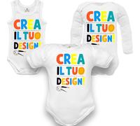 Corredino Neonato body personalizzabile maniche corte e lunghe nelle taglie da 0 a 24 Mesi, body personalizzato con Foto e frasi a colori, Made in Italy con assistenza