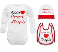 Corredino Neonato Regalo per Neonati Set 100% Amore di papà con Body in Caldo Cotone, Cappello e Bavetta