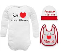 Corredino Neonato Regalo per Neonati Set Io amo la mia mamma con Cappello, Bavetta e Body in Caldo Cotone 0 mesi