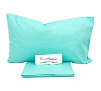 Corredo Italiano Monocolore® - Set Lenzuola Tinta Unita per Letto Francese (Materasso 140x190-200) - 100% Made in Italy (Tiffany)