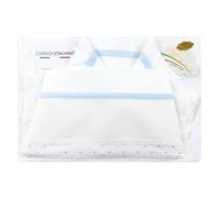 Corredo Italiano - Set Lenzuola per culla/carrozzina con Tela Aida per Ricami Personalizzati - Completo 3 Pezzi in Puro Cotone - 100% Made in Italy (Cielo)