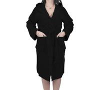 Corredocasa Accappatoio Unisex in Spugna Uomo -Donna con Cappuccio e Tasche - Morbido, Assorbente e Idrofilo - Tinta Unita, Lavabile a 60°C - Ideale per Casa, Palestra, Spa - (L Nero)