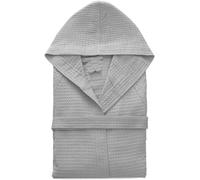 Corredocasa Accappatoio Unisex Uomo/Donna Modello in Nido d'Ape - Cappuccio e Cintura - 100% Cotone - Super Assorbenza Tinta Unita Antiumidità (M, GRIGIO)