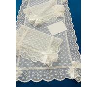 Corredocasa Centrini Tris e Runner Panna in Merletto di Pizzo con Motivo a Cuori Eleganti Centri Decorativi per Tavola e Casa, Ideali per Occasioni Speciali e Arredamento Classico (Tris Centri)