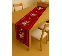 Corredocasa Centrotavola di Natale, Tovaglia per la Tavola, Runner per Tavolo Natalizio Centrini 3 Pezzi per decorazioni per la tavola di natalizia per feste. Colore Rosso (Runner 140 cm)