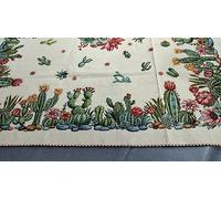 Corredocasa Centrotavola Quadrato Gobelin Disponibile in Diverse Fantasie con Stamp Digitale 100x100 Manifattura Italina (Fantasia Cactus)