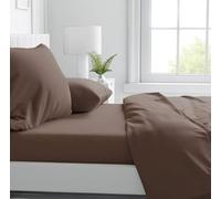 Corredocasa Completo Lenzuola in Purissimo Cotone 100% Tinta Unita, Manifattura Italiana di Alta Qualità, per un Letto Comfort Elegante e Duraturo (Marrone, Una Piazza e Mezza)