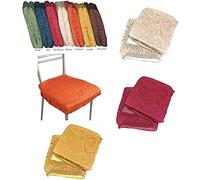Corredocasa Coppia Coprisedia Cuscino Imbottito per Cucina Tessuto Jaquard Elasticizzato Made in Italy (Giallo)