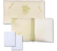 Corredocasa - Coppia di Cuscini Memory Foam 45x75, 2 Fodere in Aloe Vera e 2 Federe in Cotone Aggiuntive - Supporto Ergonomico Collo, Traspirante e Antiacaro - Guanciali Modello Saponetta Italiano