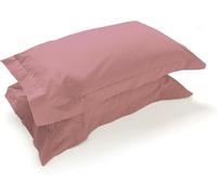 Corredocasa Coppia Federe Percalle 100% Puro Cotone per Cuscino Letto, Morbidezza Effetto Seta con qualità Superiore, Made in Italy, Copricuscino Letto Chiusura a 3 volani (Rosa)