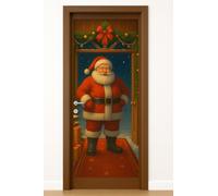 Corredocasa Copriporta Natalizio Elasticizzato con Decorazione di Babbo Natale - Perfetto per Decorare l'Ingresso a Tema Natale - Idea Regalo Originale per Le Feste (Fantasia 2)