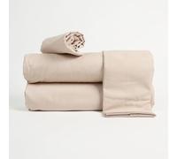 Corredocasa Lenzuola Completo Made in Italy - 100% Cotone Percalle con 3 Volant Eleganti - Set Letto Matrimoniale con Federe Disponibile in Tinta Unita o a Fantasia (Beige, Singolo)
