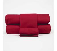 Corredocasa Lenzuola Completo Made in Italy - 100% Cotone Percalle con 3 Volant Eleganti - Set Letto Matrimoniale con Federe Disponibile in Tinta Unita o a Fantasia (Bordeaux, Una Piazza e Mezza)