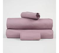 Corredocasa Lenzuola Completo Made in Italy - 100% Cotone Percalle con 3 Volant Eleganti - Set Letto Matrimoniale con Federe Disponibile Tinta Unita o Fantasia (Malva, Una Piazza e Mezza)