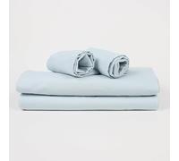 Corredocasa Lenzuola Completo Made in Italy - 100% Cotone Percalle con 3 Volant Eleganti - Set Letto Matrimoniale con Federe Disponibile Tinta Unita o Fantasia (Cielo, Matrimoniale)