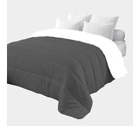 Corredocasa Piumone Trapunta Double Face Interno in Morbida e Soffice Lana Merinos Agnellata Disponibile Tutte le Misure (Grigio, Singolo)