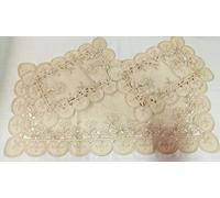 Corredocasa Runner e Set Centrini 3 Pezzi Ricamati a Intaglio Misto Lino Raffinato ed Elegante Made in Italy (Set 3 Pezzi, Biscotto)