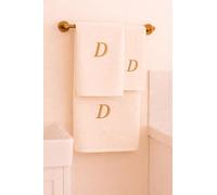 Corredocasa Set 3 Asciugamani Bagno Viso e Telo Doccia con Lettere Alfabeto Made Italy 100% Cotone Asciugamano Grande 100x150 Mani 60x105 Ospite 40x60 (D, Tris Asciugamani - Telo Bagno, Viso e Ospite)