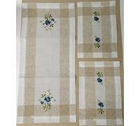 Corredocasa Set 3 Centrini Ricamati in Misto Lino - Eleganti Centri da Tavola Rettangolare e Due Laterali, Decorazioni Raffinate Made in Italy per Cucina, Salotto e Sala da Pranzo