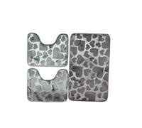 Corredocasa Set 3 Pezzi Tappetini da Bagno Antiscivolo in Memory Foam Morbidi e Assorbenti con Disegno Cuori - Tappeto Grande 2 Contorno WC - Vari Colori Eleganti per Arredo Bagno (Grigio)