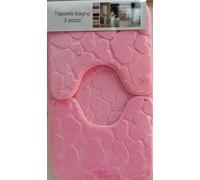 Corredocasa Set 3 pz Tappetini da Bagno Antiscivolo Sassolini Tappeti Memory Foam Vari Colori (Rosa)