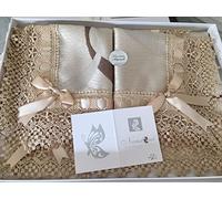 Corredocasa Set Centrini 3 Pezzi Art. Sofia Eleganti in Tessuto Jacquard con Bordo in Raso o Pizzo - Moderni o Classici per Mobili, Tavolo, Comò, Cucina e Soggiorno - Made in Italy